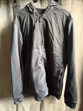 Men’s Gray Full-Zip Hooded Sweater
